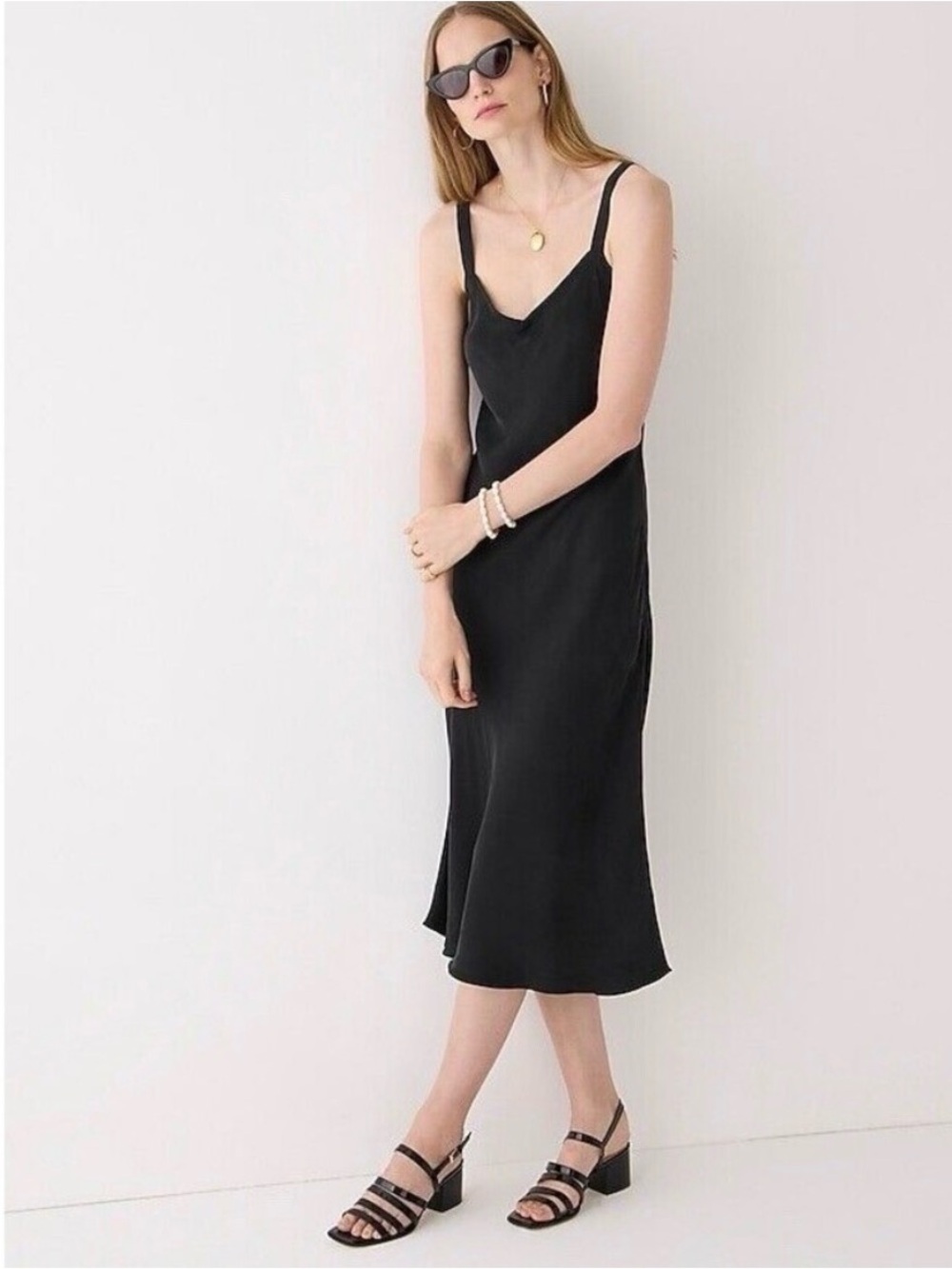 J.Crew Gwyneth black V-neck slip dress